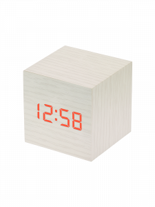 Часы электронные настольные, будильник и термометр от сети деревянные VST 869-1 Белые